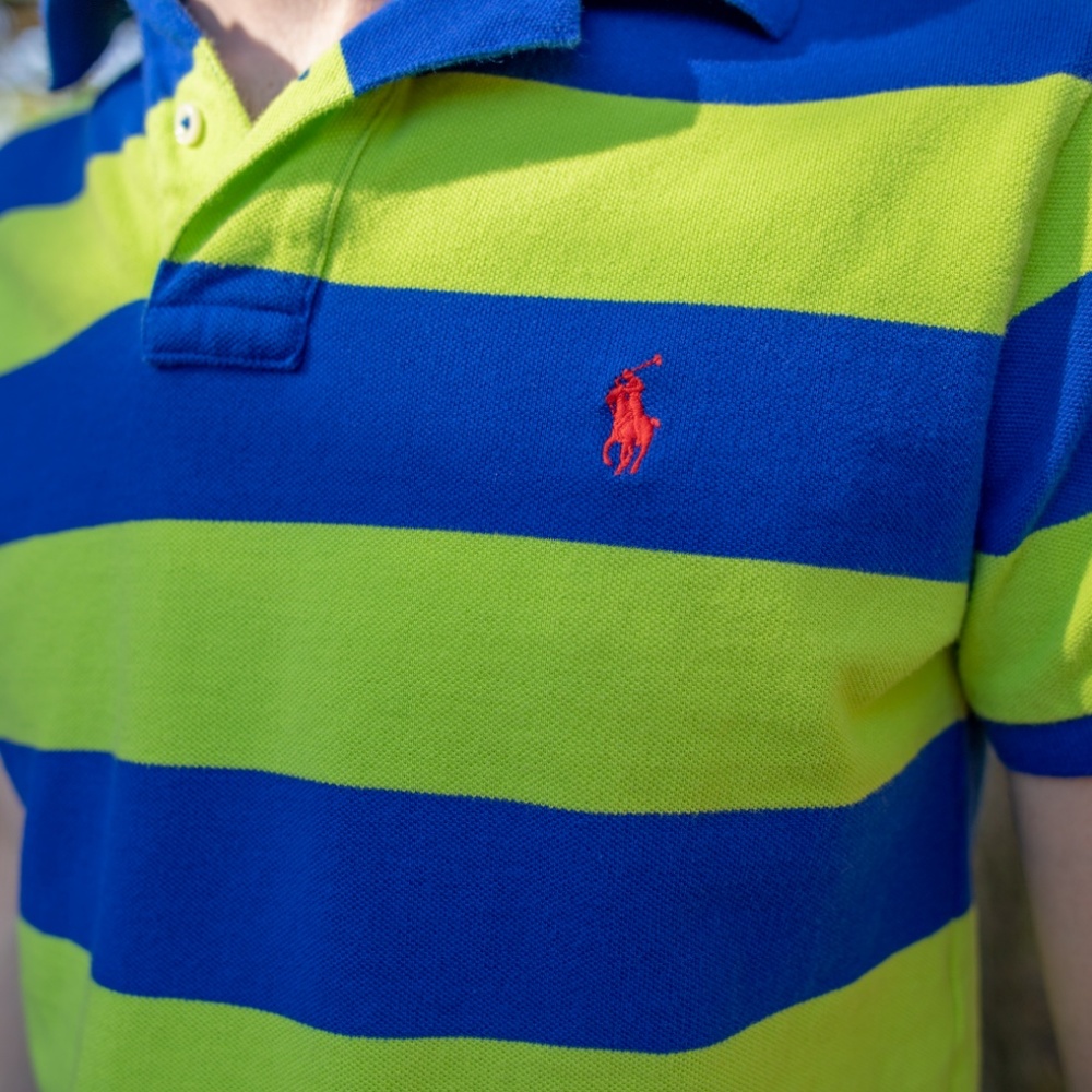 Ralph Lauren Polo Green and Blue Striped Polo